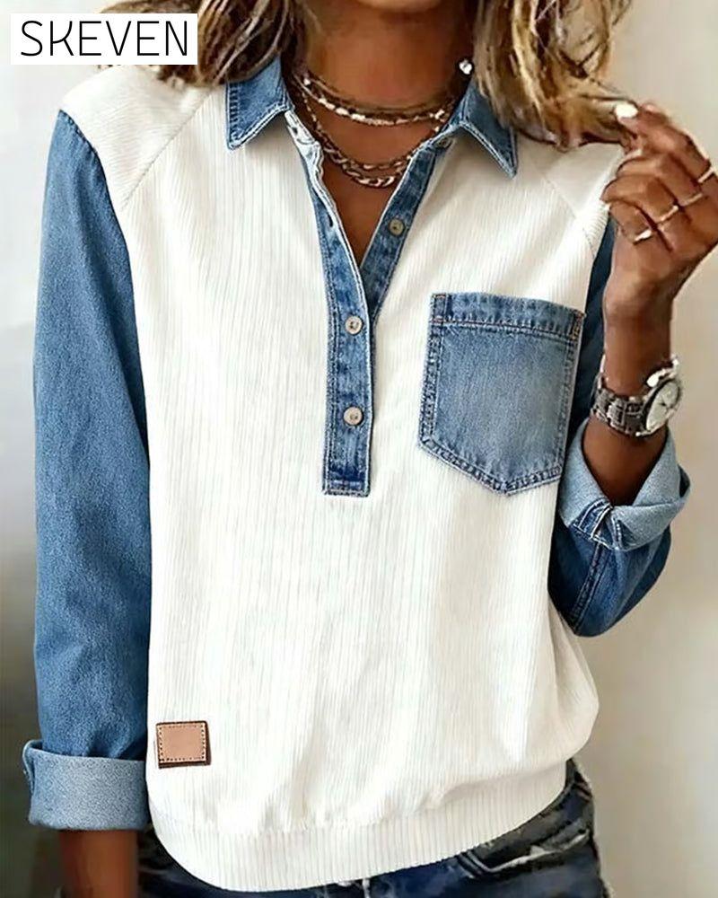 Sweatshirt mit Knopfleiste und Farbblock-Design