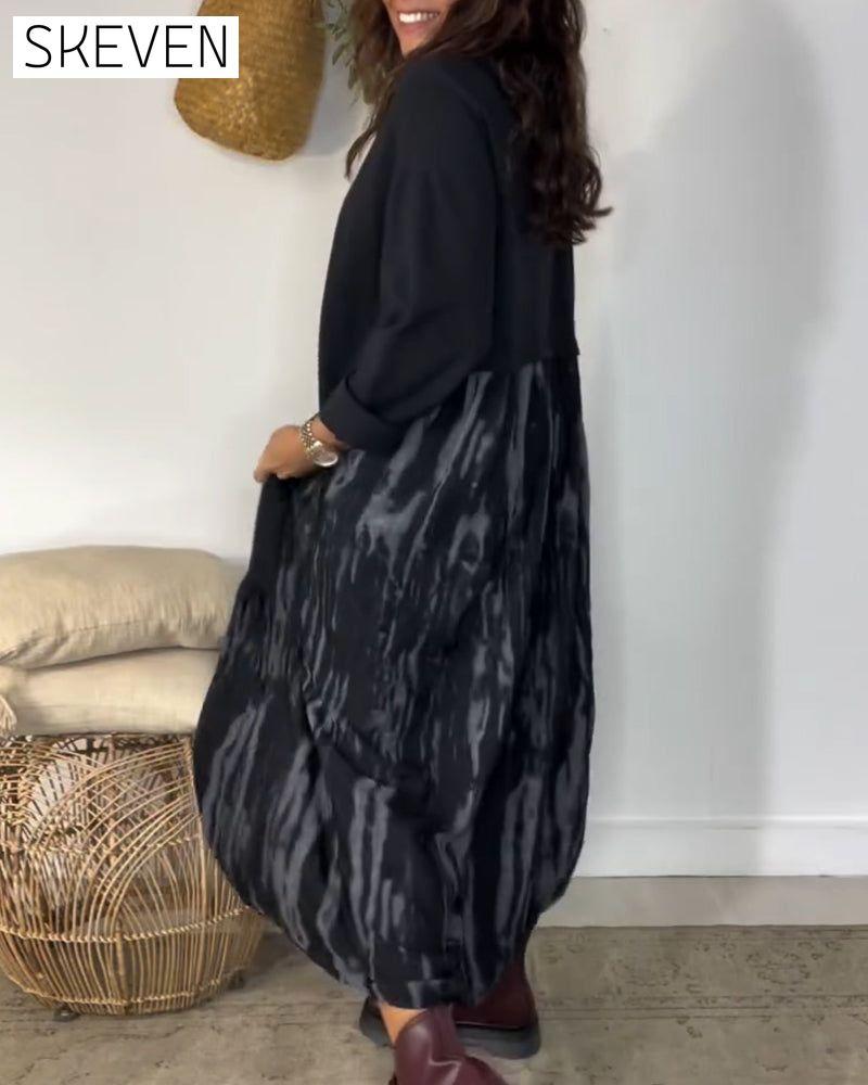 Kleid mit Rundhalsausschnitt und unregelmäßigem Patchwork-Muster