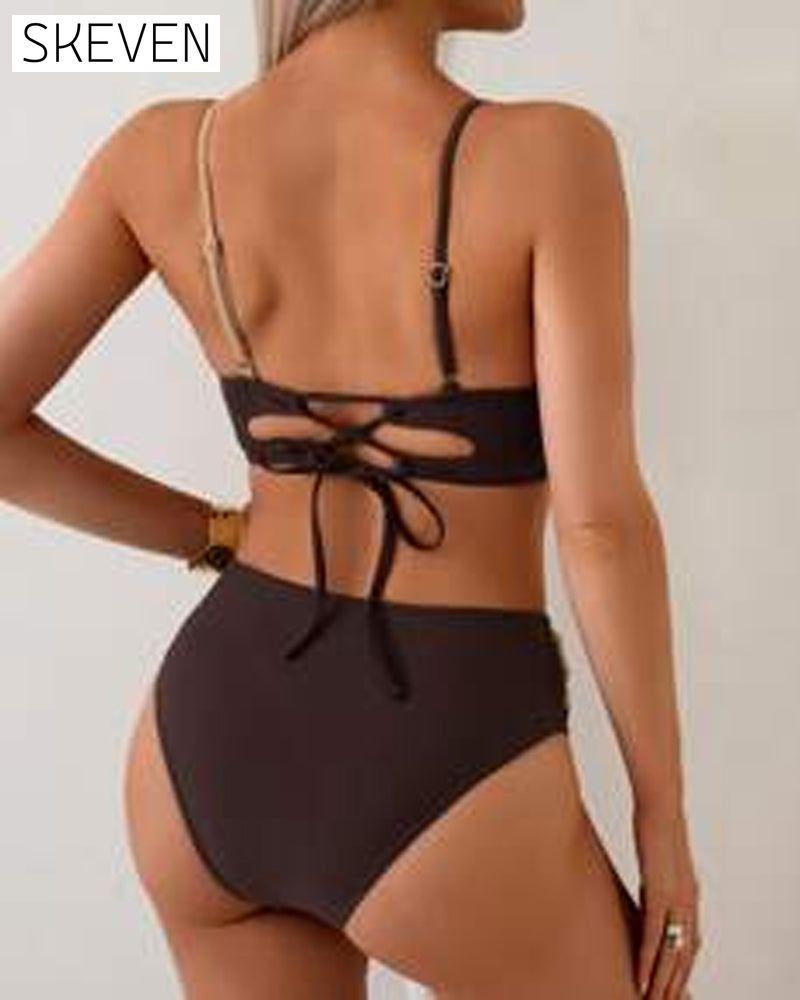 Sexy Triangel-Badeanzug mit hohem Bund und BH