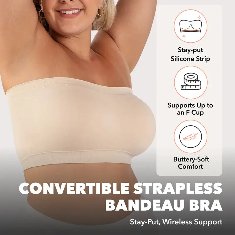 ⏳⏳LAST DAY SALE ONLY ￡10.99!!🔥Aurelle™ No-Slip Convertible Bandeau – 3-Way Wear, Wire-Free & Trusted by 50K+ Women👙🇬🇧