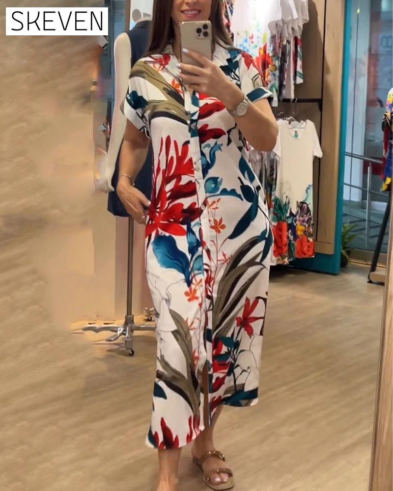 Kurzärmeliges bedrucktes Kleid