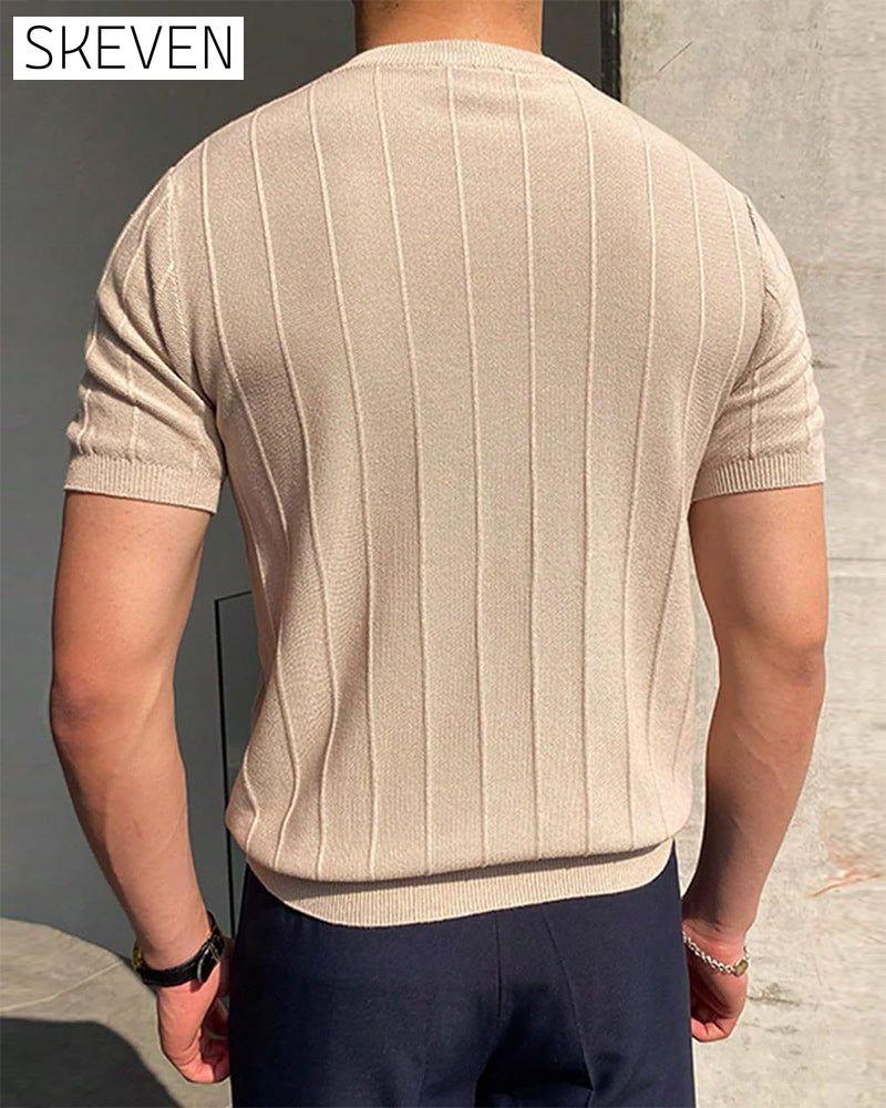 Men's Crew Neck Short Sleeve Breathable Knitted T-Shirt