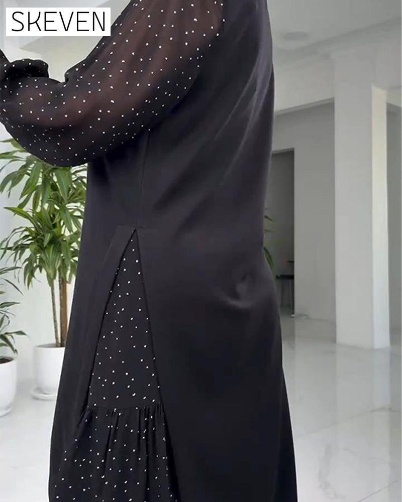 Zweiteiliges Kleid aus Kunstspitze mit Patchworkmuster