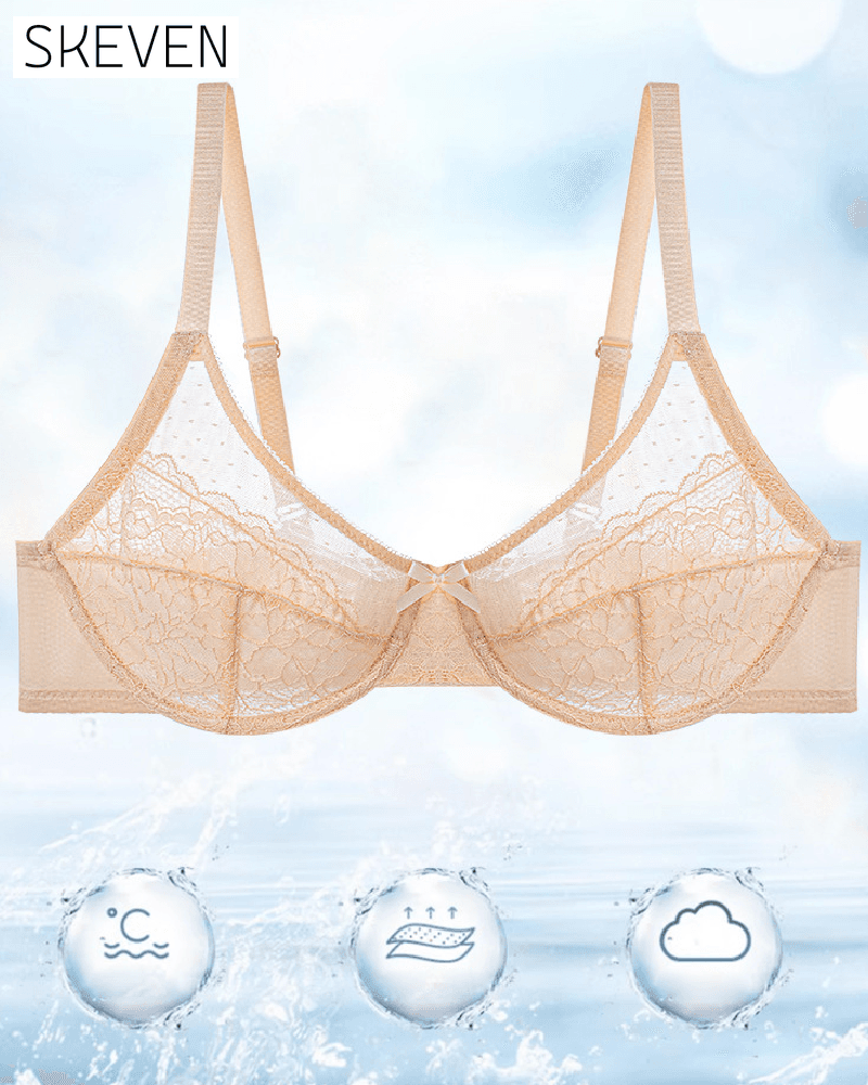 Mesh Lace Gathered Bra