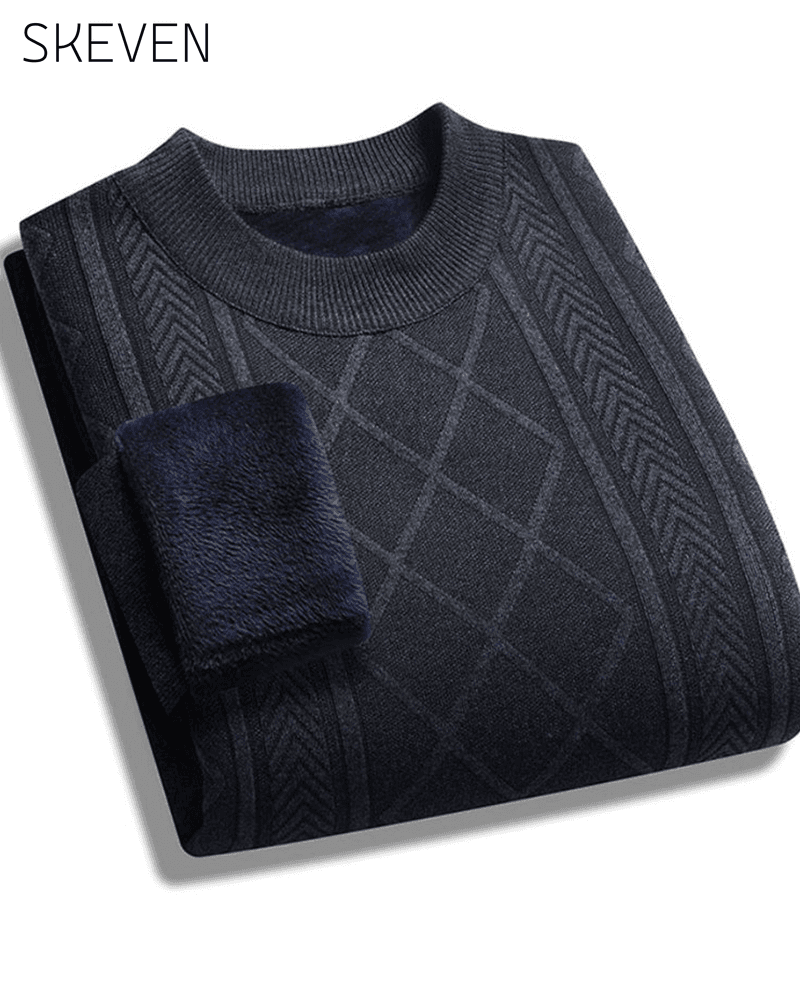 Men's Winter Plush-Lined Warm Knitted Sweater