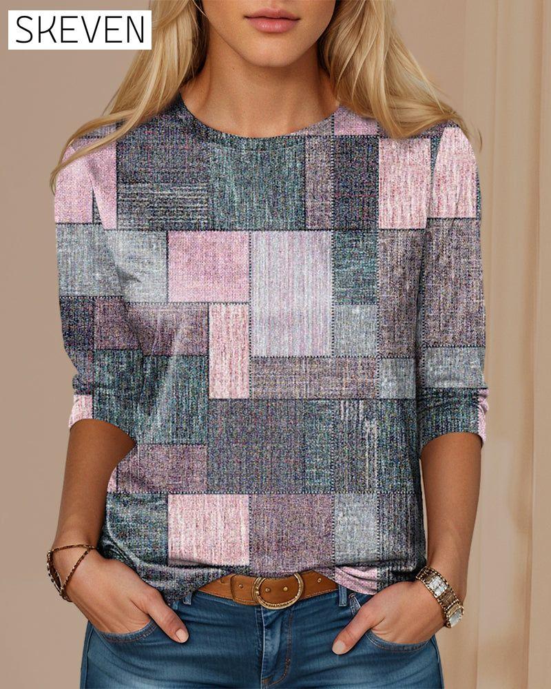 Langarmshirt mit Farbblock-Karo