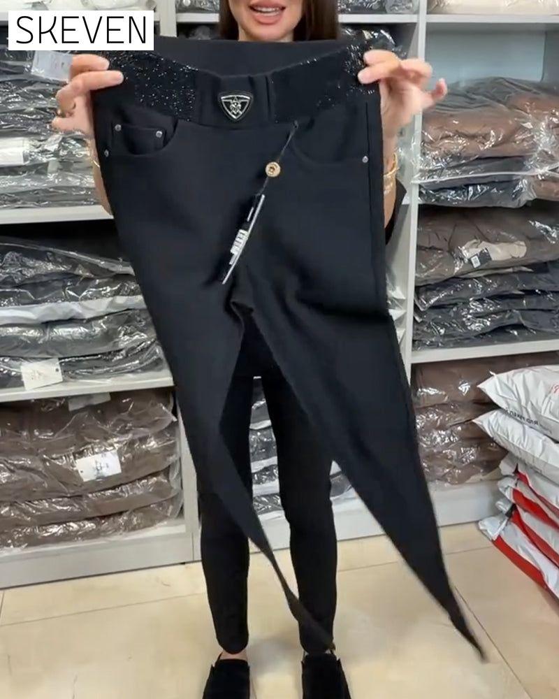 Stilvolle einfarbige Stretchhose