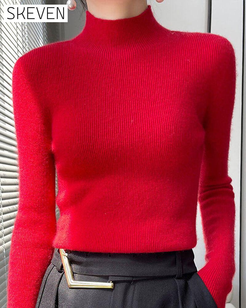Half-High Neck Knitted Sweater