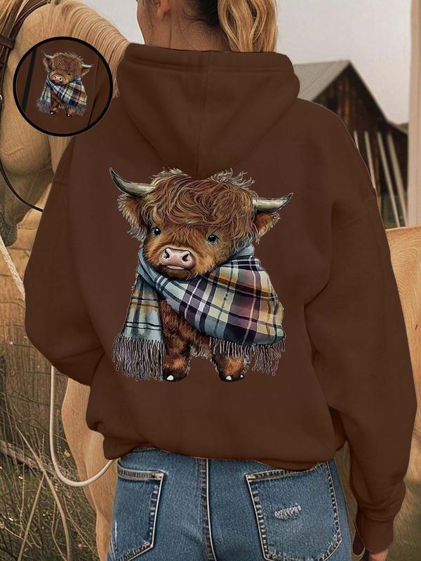 🎄🎅2026 CHRISTMAS SALE 70% OFF!!🎁Cute Highland Cow Cozy Fleece-Lined Hooded Sweatshirt🦬