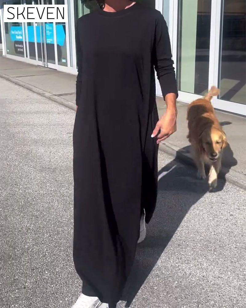 Loose Long Sleeve Round Neck Dress