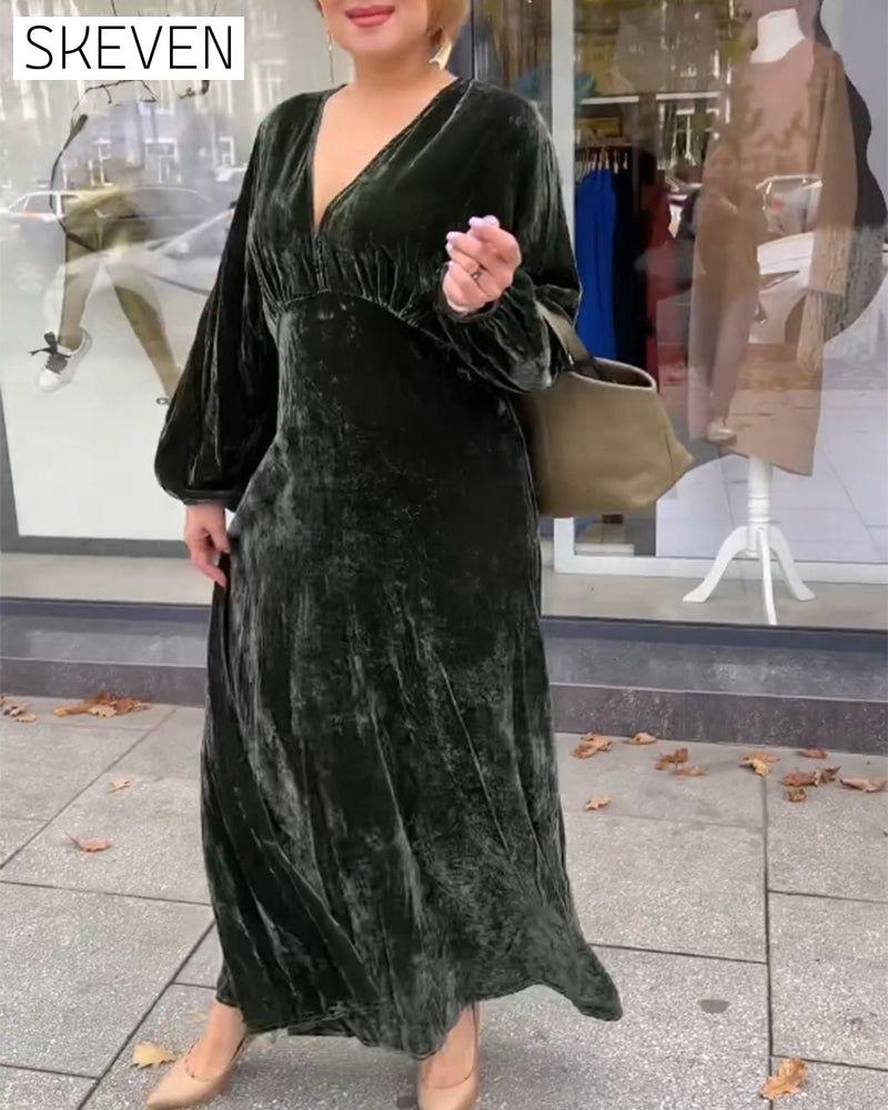 V neck patchwork Long Sleeve dress 2023 f/w 23BF casual dresses Clothes Dresses