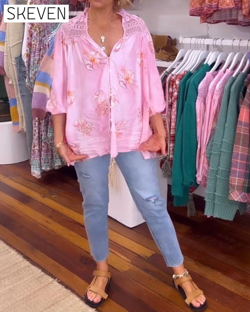 V-neck soft printed shirt