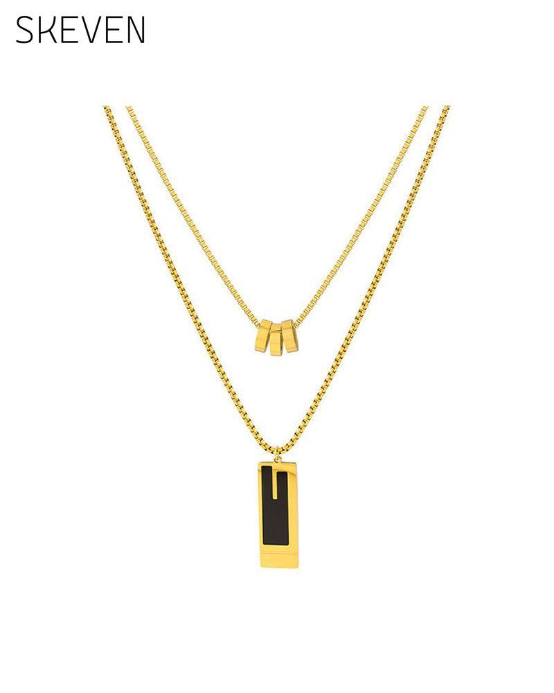 Double long necklace in titanium steel