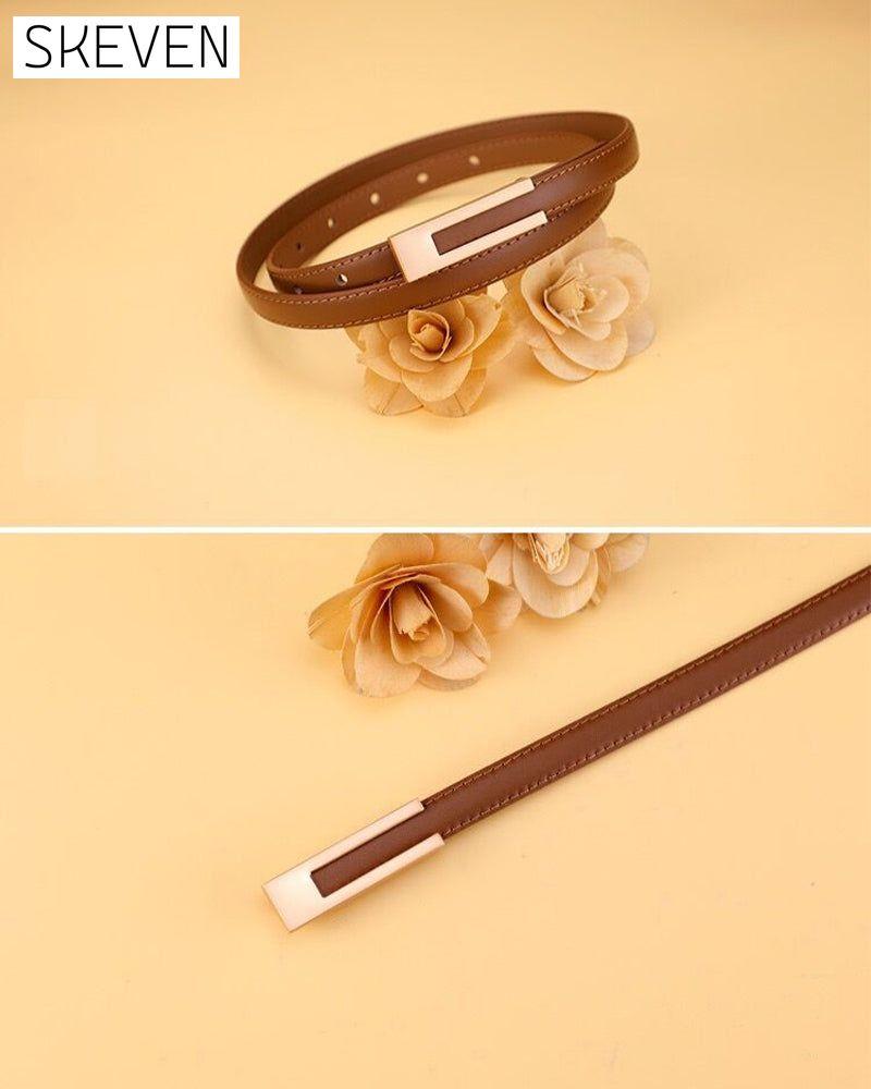 Simple retro solid color thin belt