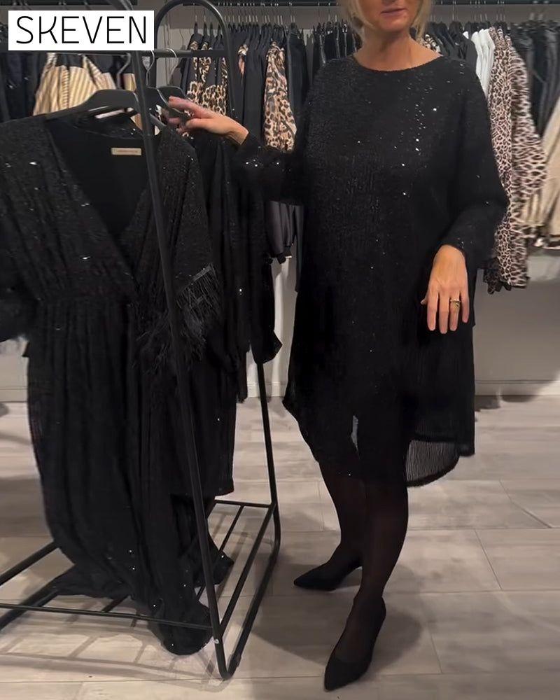 Elegantes rückenfreies Paillettenkleid mit Trägern