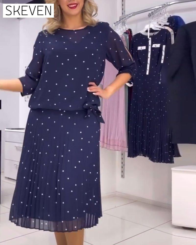 robe décontractée à pois et col rond
