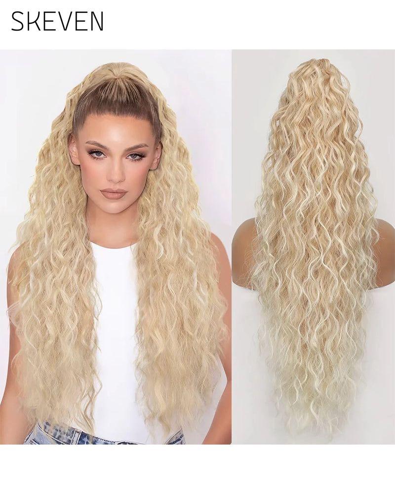 Extension de cheveux bouclés, ondulés et frisés avec queue de cheval