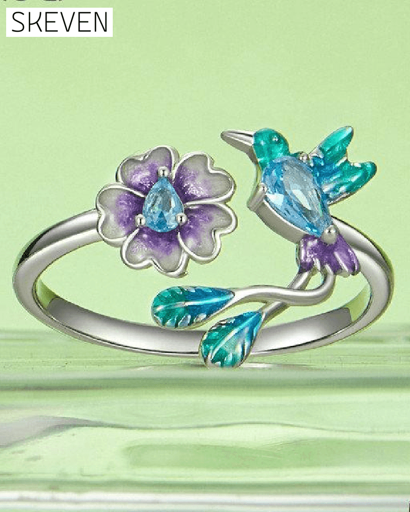 Bague ajustable Fleur et Oiseau