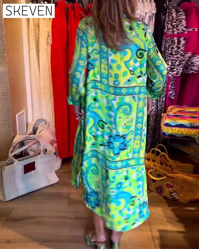 Loose printed pocket dress