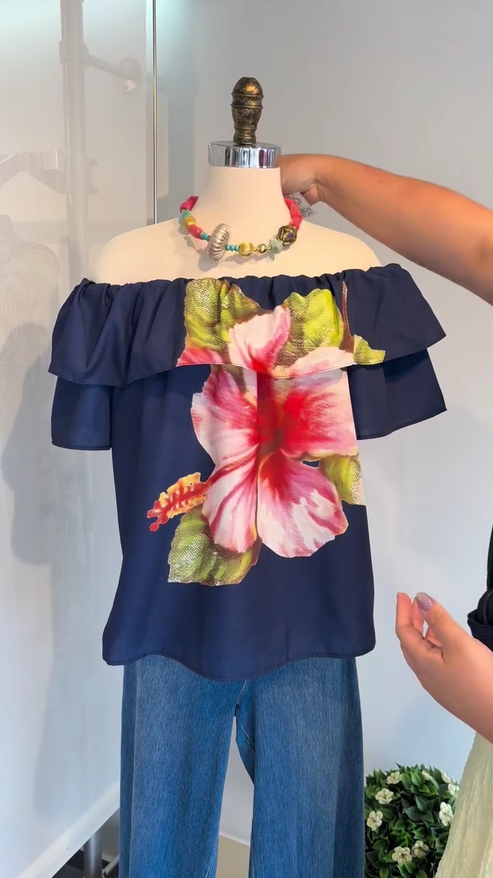 Floral Print Off Shoulder Blouse