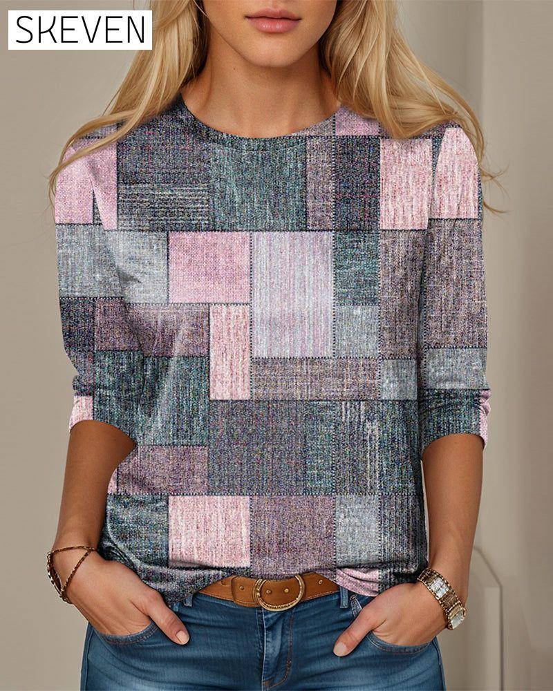 Langarmshirt mit Farbblock-Karo