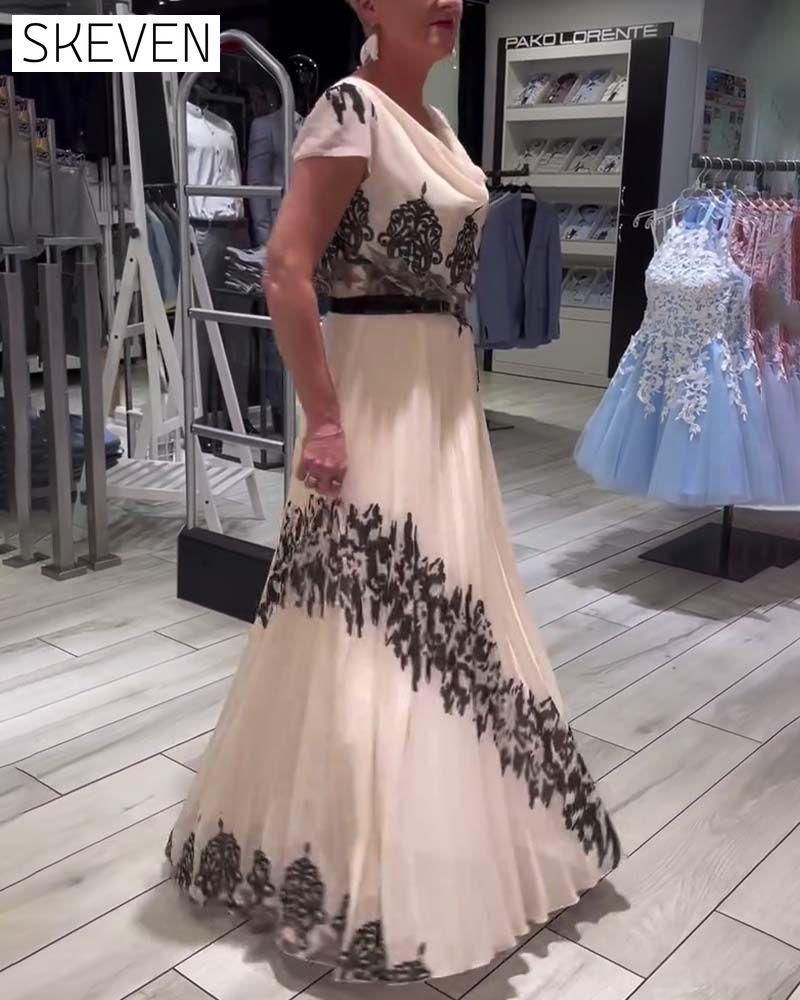 Vintage print pleated elegant dress