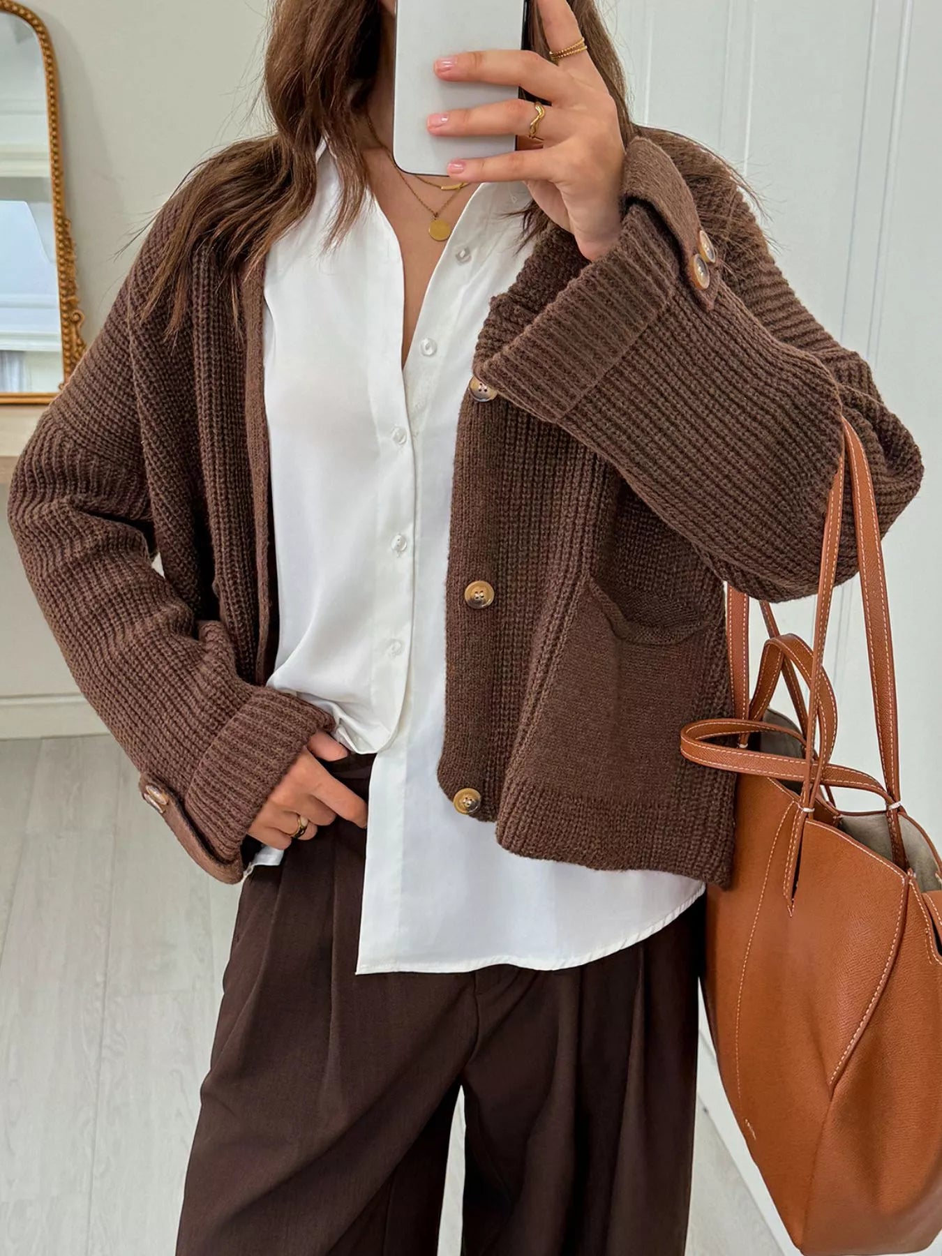 Chunky Knit Button-Down Cardigan