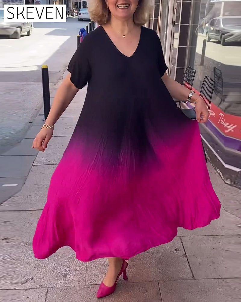 Lässiges Faltenkleid im Ombré-Stil