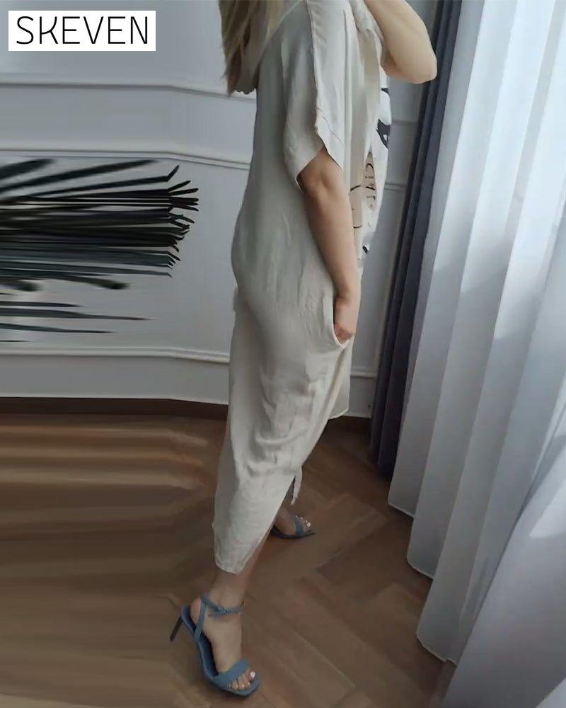 Hooded Printed Loose Dress