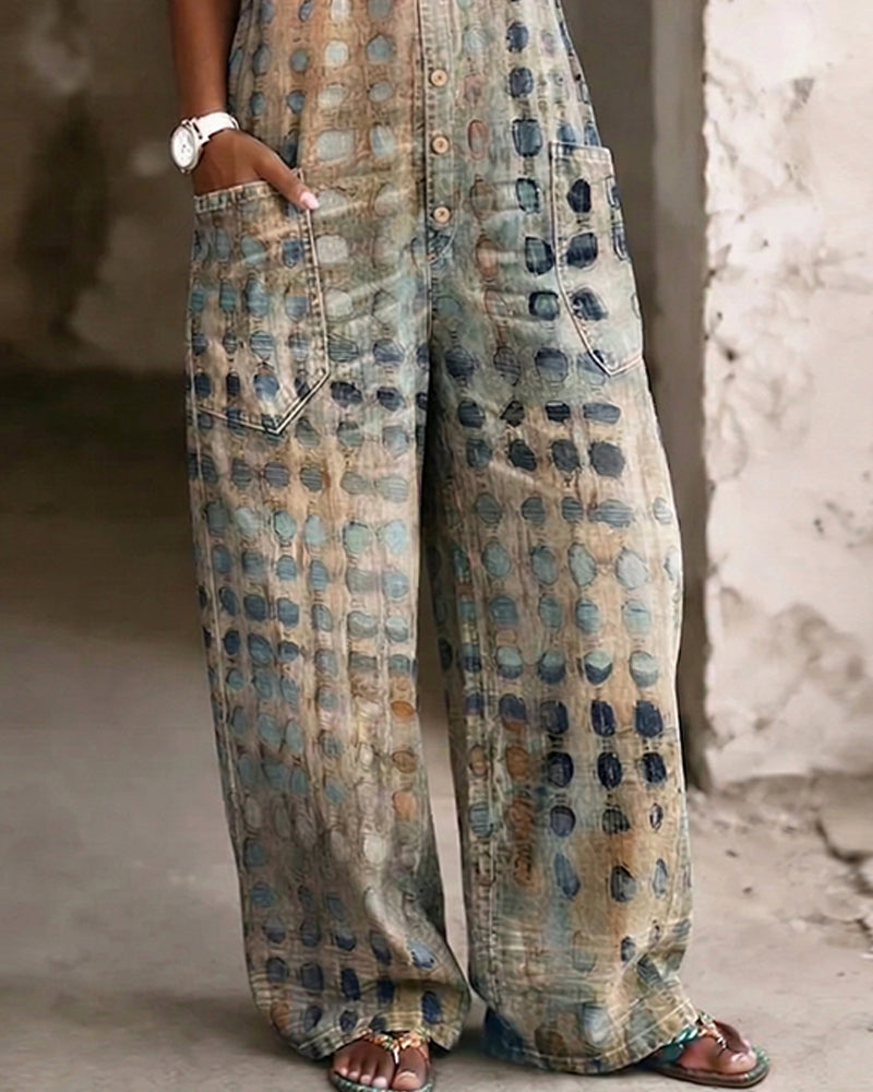 Halter Polka Dot Hollow Out Jumpsuit