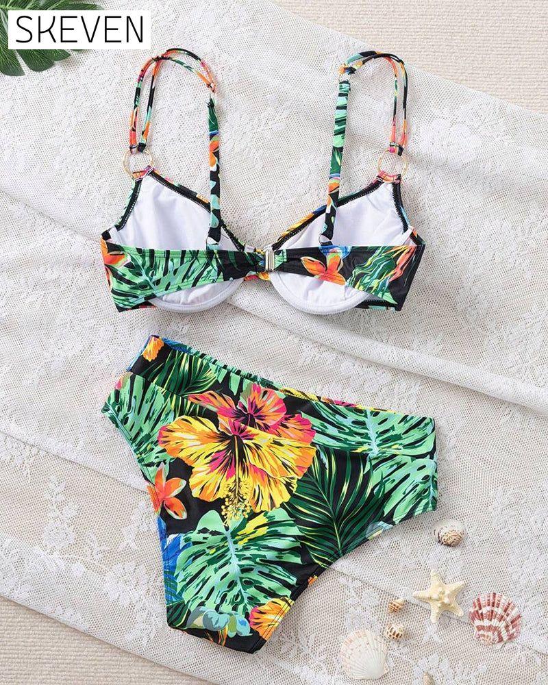 Sexy Printed Push-Up Bra Triangle Bikini