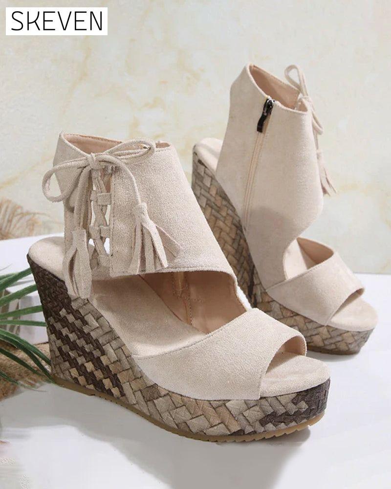 👡Women's Open Toe Platform Wedge Tassel Sandals