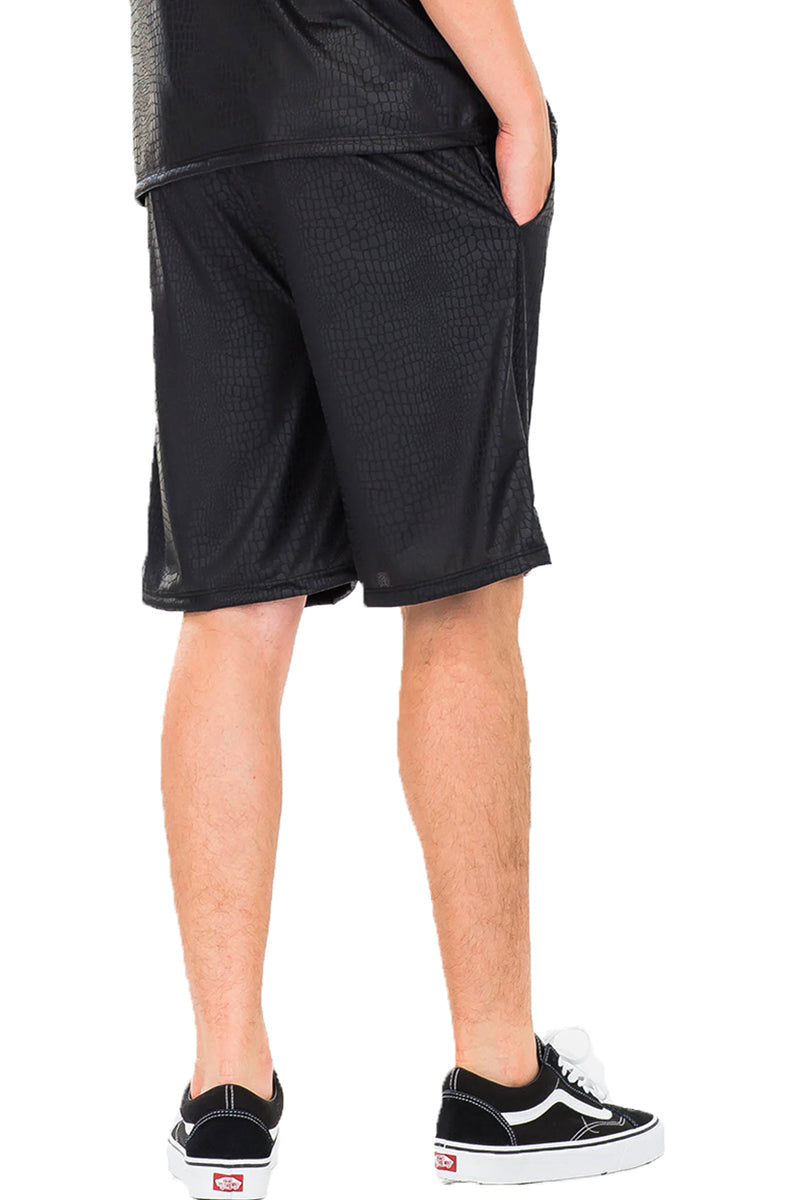 Reptile Embossed Shorts – Relaxed Fit with Drawstring