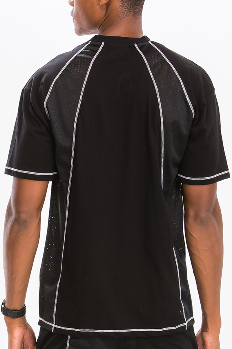 Mesh Contrast Stitch T-Shirt – Regular Fit