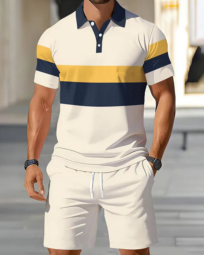 Striped Polo Men's Shorts Set