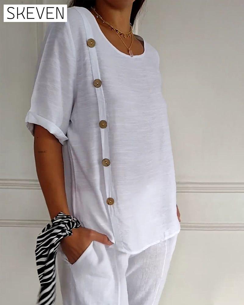 Thin button-up top