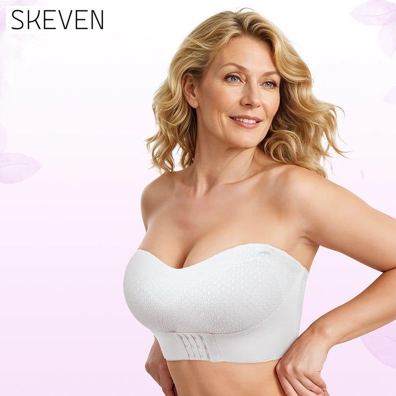 Non-Slip Comfort Strapless Push-Up Bra with Front Buckle