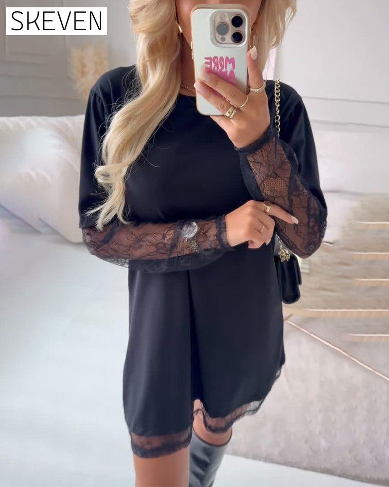 Solid Color Patchwork Fashion Versatile Dress