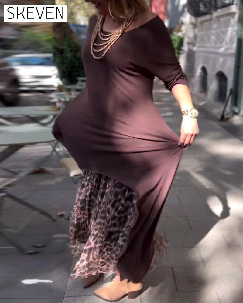 Robe asymétrique unie à manches longues
