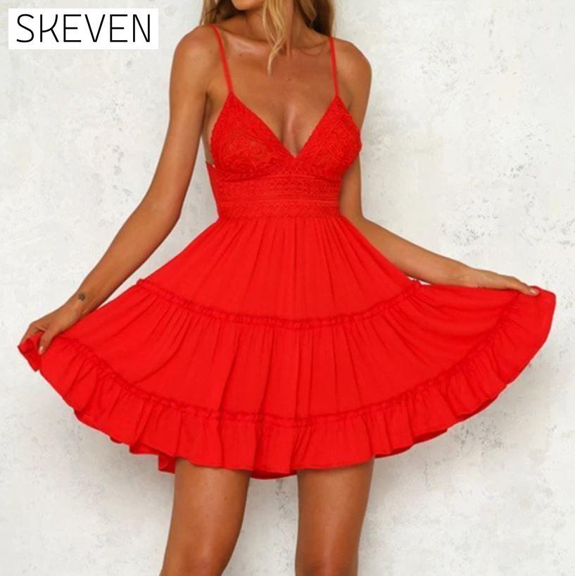 Backless V-neck Ruffle Beach Dress Orange __stock:50 casual dresses clothes dresses refund_fee:1200