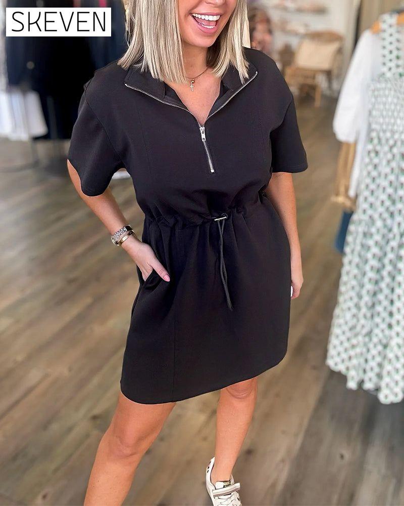 Robe décontractée à taille élastiquée avec cordon de serrage