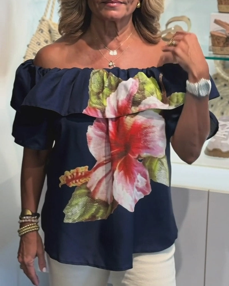 Floral Print Off Shoulder Blouse