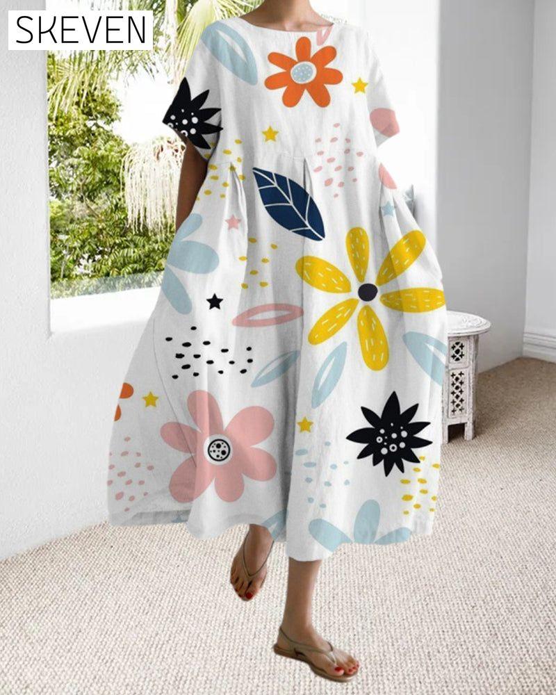 robe imprimée ample à manches courtes