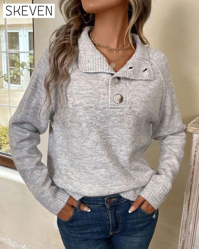 Polo Collar Button-Down Jumper