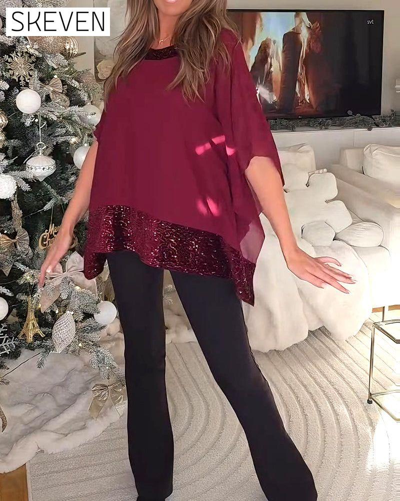 Modische Bluse mit Fledermausärmeln