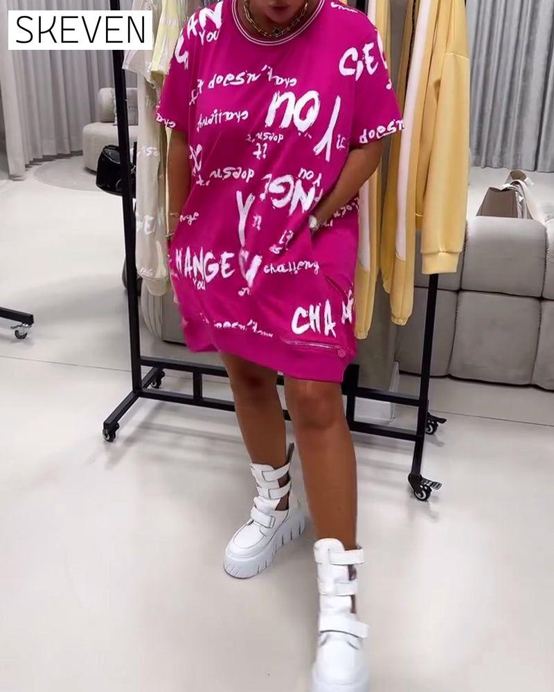 Loose Letter Print Dress