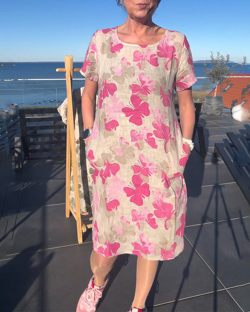 Casual Butterfly Print Dress