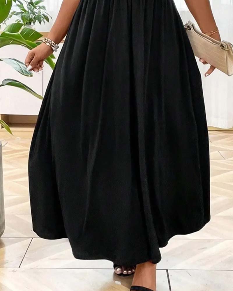 V-Neck Flared Spaghetti Strap Long Dresses