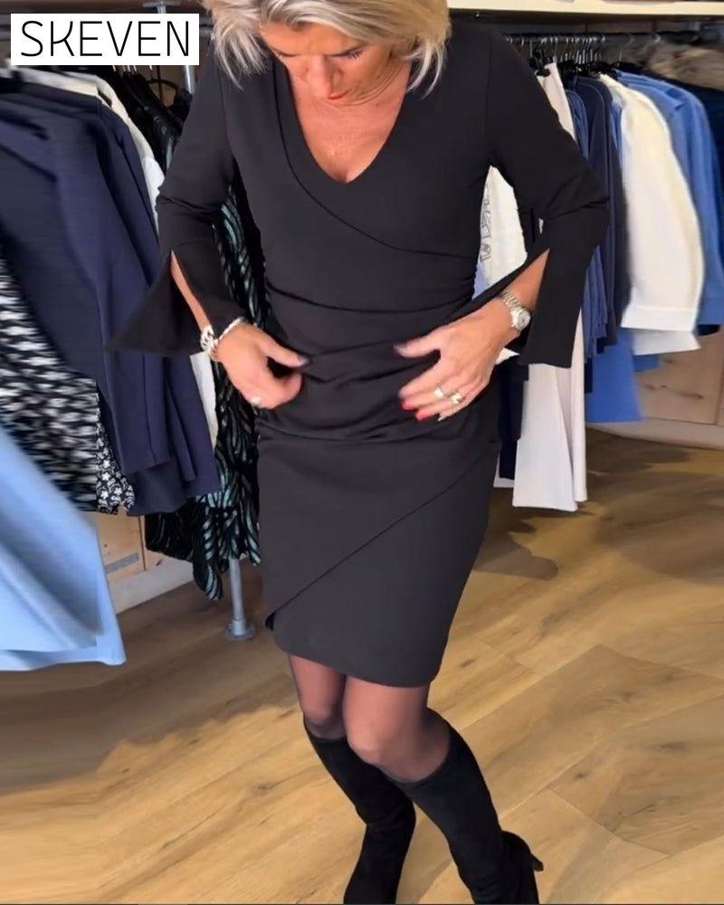 V-neck flare Sleeve dress