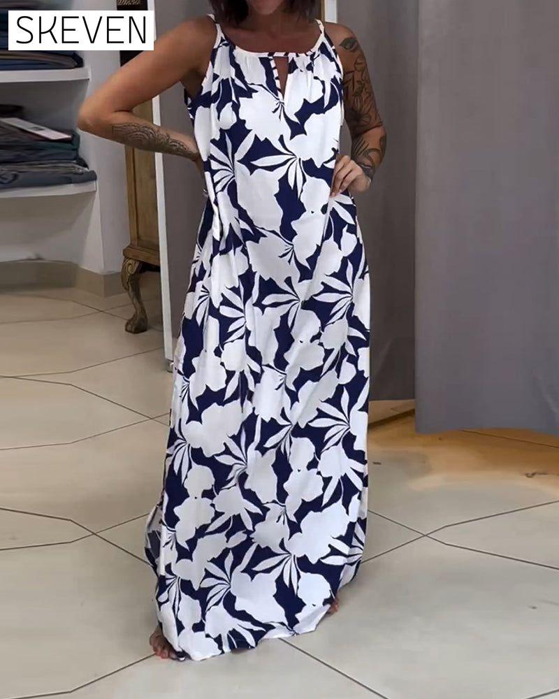 Strappy printed shift dress